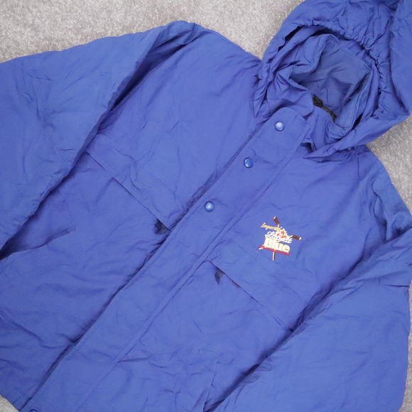 Vintage Imported Labatt Blue Hockey Small Blue Long Sleeve Zip Snap Jacket - Picture 16 of 16